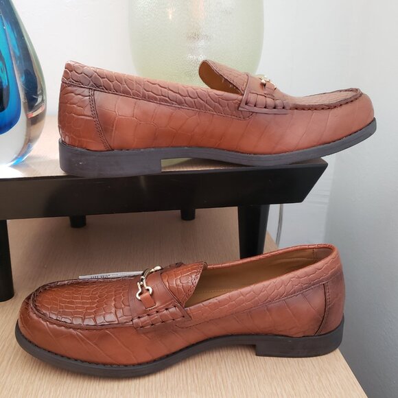 BNWT ZARA brown faux leather croc pattern horsebit slip on mocasins (45 - US 12) - Picture 3 of 7